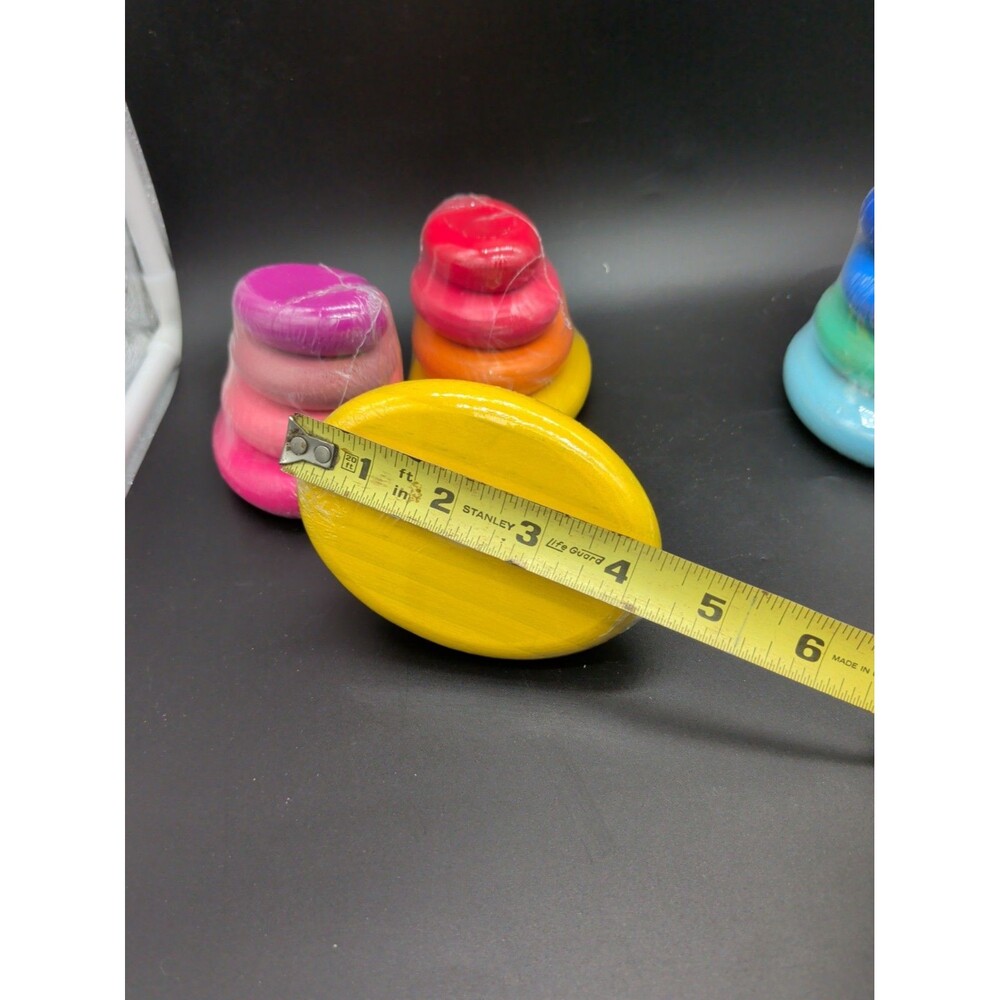Lot of 4 Wooden Rainbow Stacking Toys, Montessori Toddler Learning Set - Picture 2 of 7